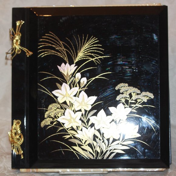 Vintage Photo/Picture Album Beautiful Black Lacquered Oriental/Asian Design - Picture 1 of 6